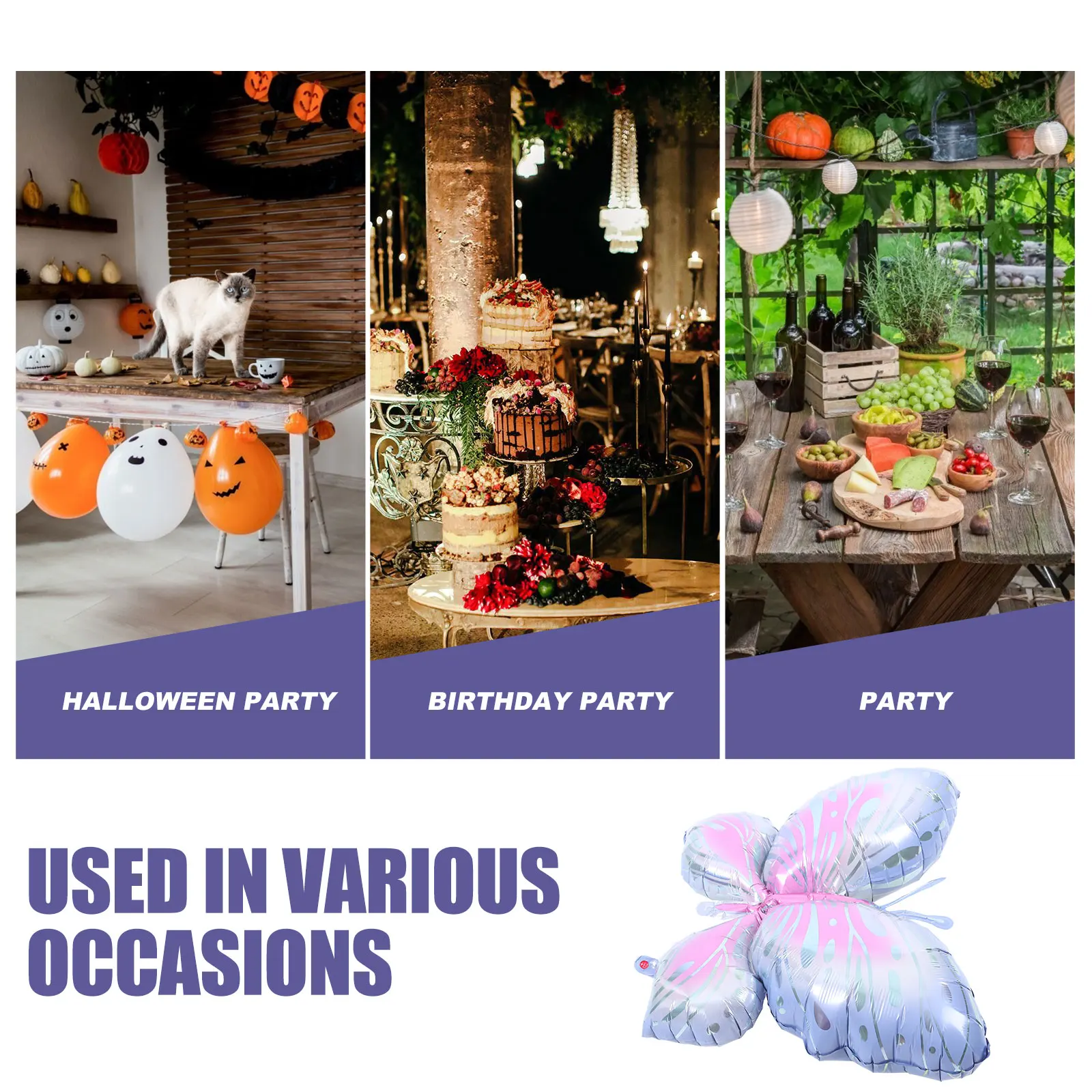 

5pcs Film Balloons Butterfly Shaped Purple Creative Foil Balloons Foil Party Decorations Inflatable naments Balloon Props