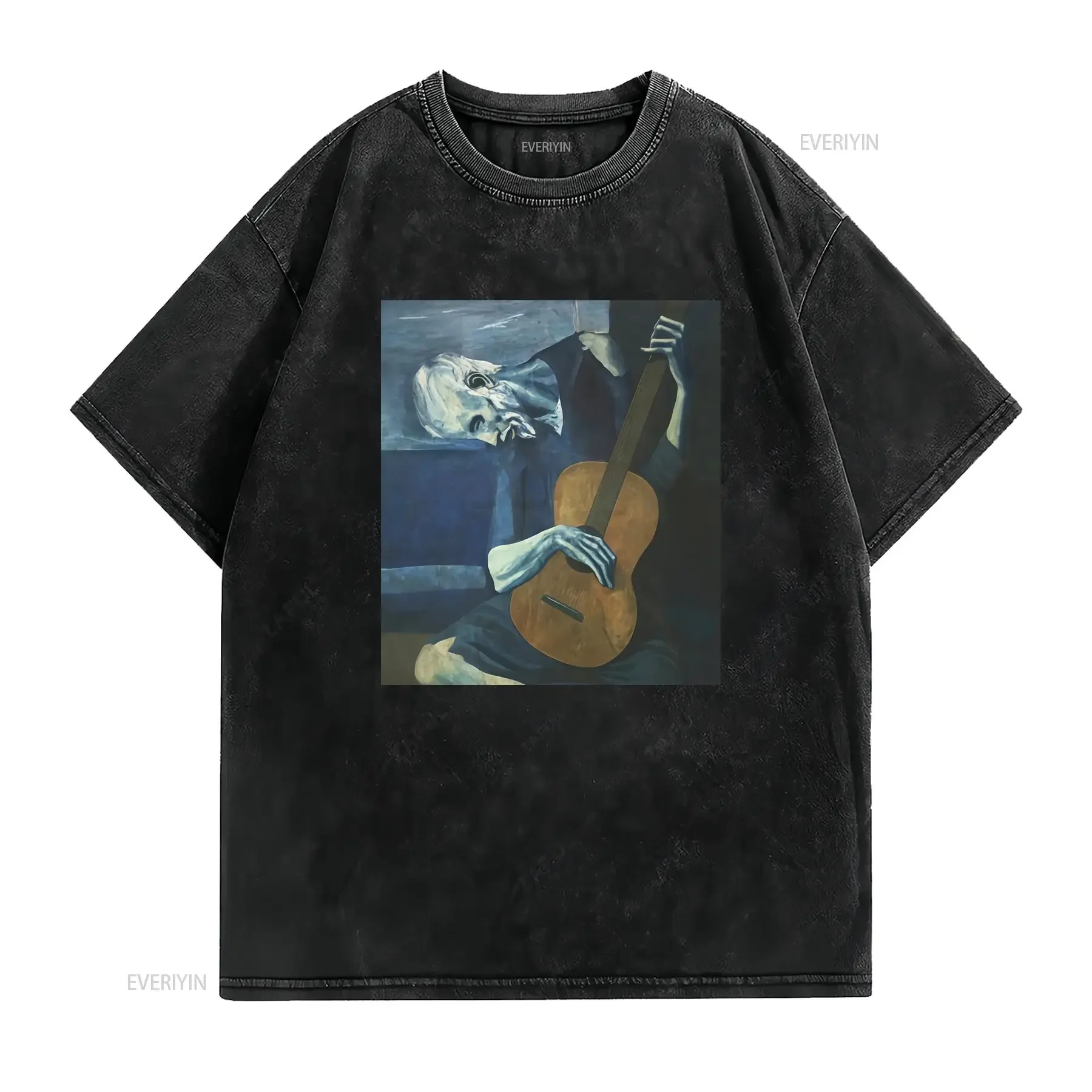 The Old Guitarist Pablo Picasso Painting T Shirt Art for Her Him Lover vintage Washed Soft graphic Stylish