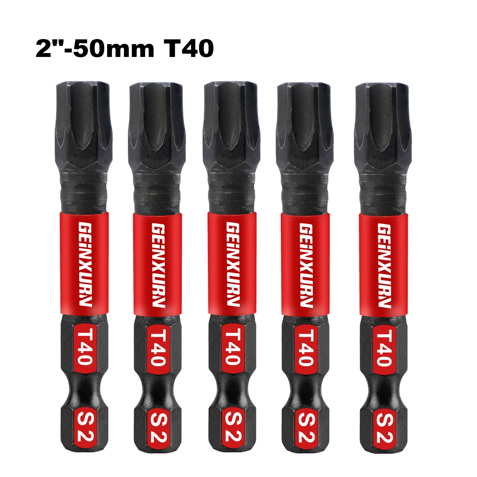 Geinxurn 2 In. Zestaw wytrzymałych magnetycznych bitów zasilających, bity zasilające z łbem Torx, zestaw bitów wkrętakowych T40 ze stali stopowej S2
