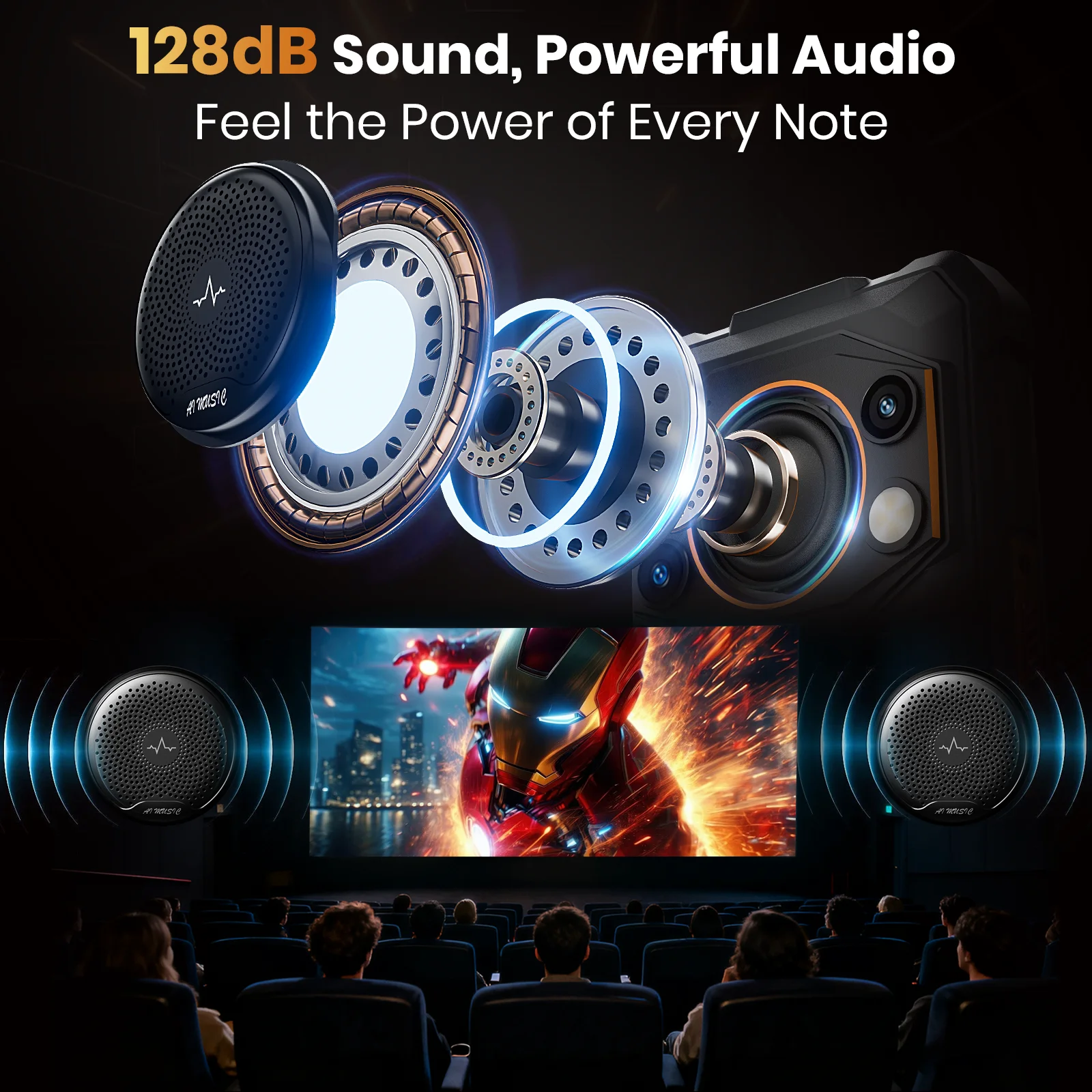 هاتف FOSSIBOT F110 Pro غير مقفول 5G Android 15: مكبر صوت 128 ديسيبل، 20 جيجابايت + 128 جيجابايت (2 تيرابايت توسيع)، 10000 مللي أمبير، 6.7 بوصة عالي الدقة، كاميرا 50 ميجابكسل، IP68/6