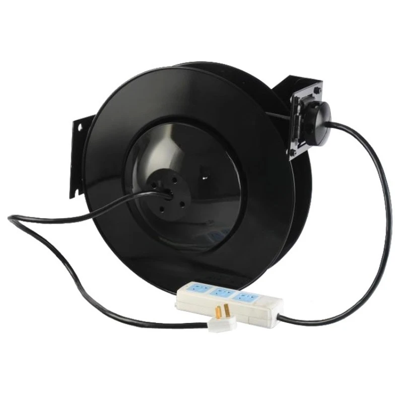 لوحة حديد بكرة طبلة كهربائية بكرة تلسكوبية أوتوماتيكية 30 مترًا مقبس طاقة عالي بكرة كابل نحاسية نقية