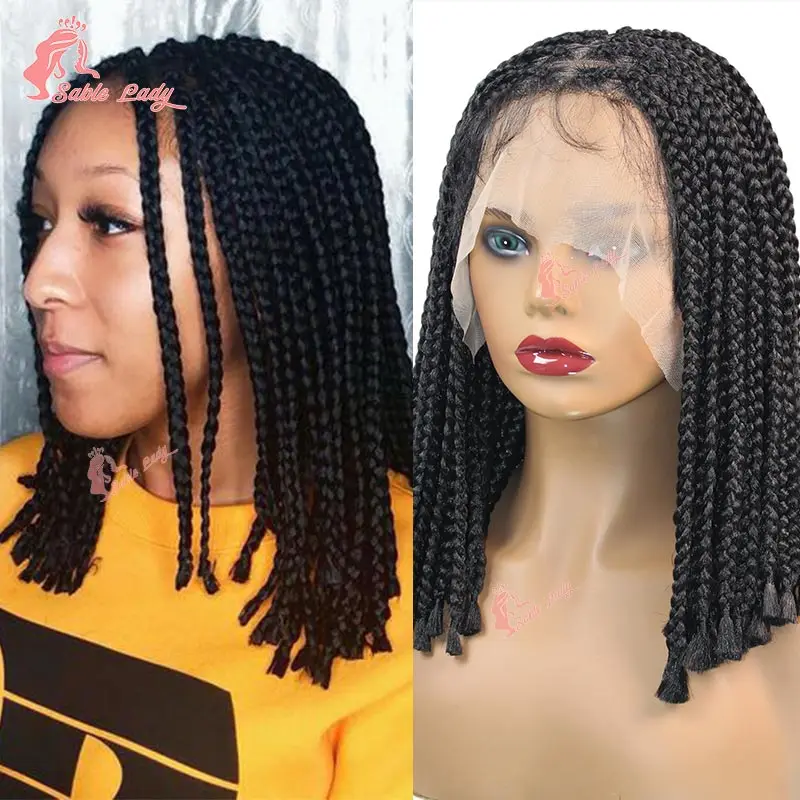 Synthetic 10 Inch Short Bob Braided Wigs Knotless Box Full Lace Frontal Braids Wigs For Black Women Cornrows Plaits Braiding Wig