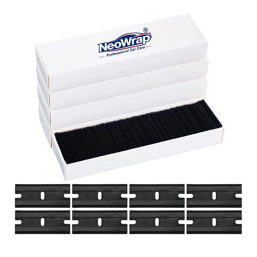 NeoWrap Double Edged Plastic Scraper Blades Safety Window Glass Scraper for Removing Decals Adhesive Residue Cleaning Scraper