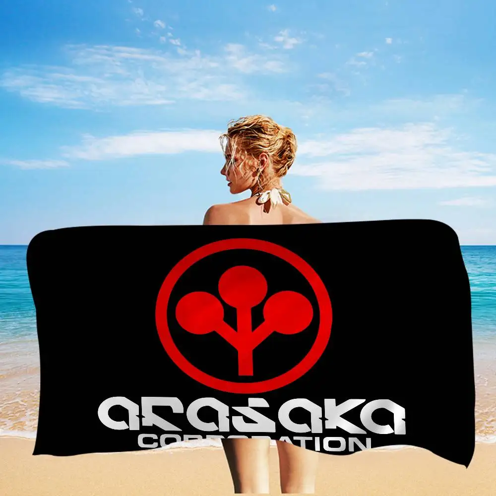 Arasaka Corporation Logo Microfiber Printed Beach Towel Mountain Climbing Yoga Beach Swimming Running Absorbent Soft Towel