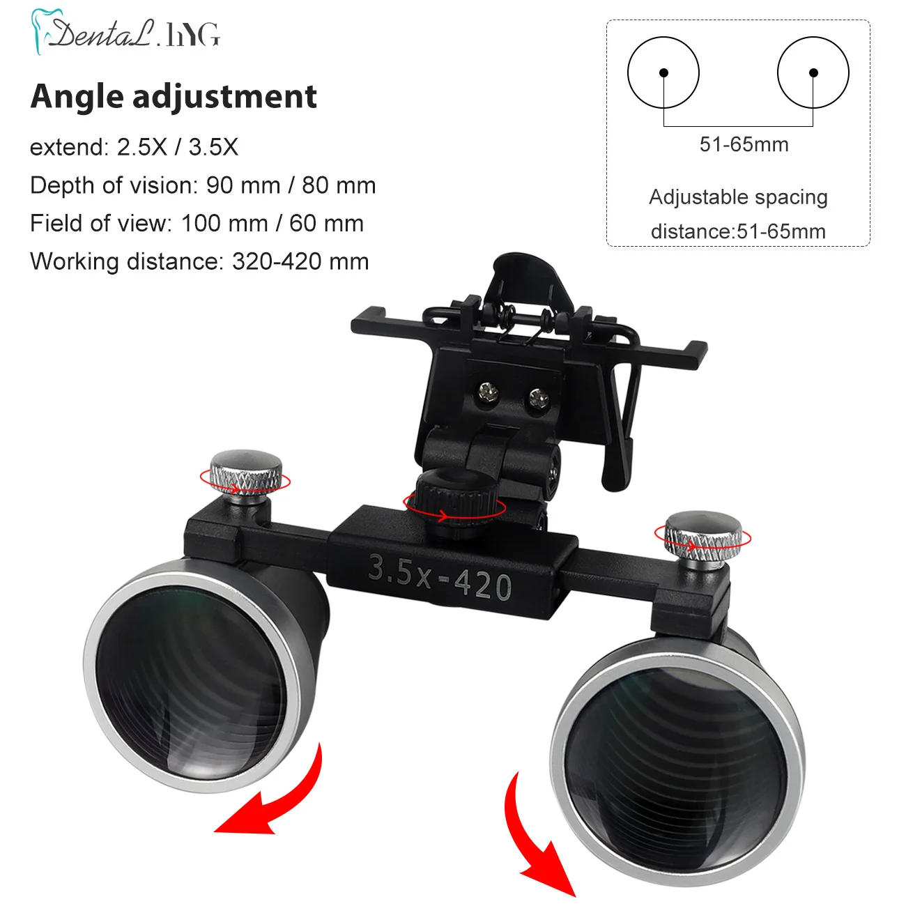 2.5X/3.5X 420mm Dental Magnifying Binocular Dental Loupes Light Cloth Box 5W Headlight Headlamp Medical Magnifier Dentistry Tool