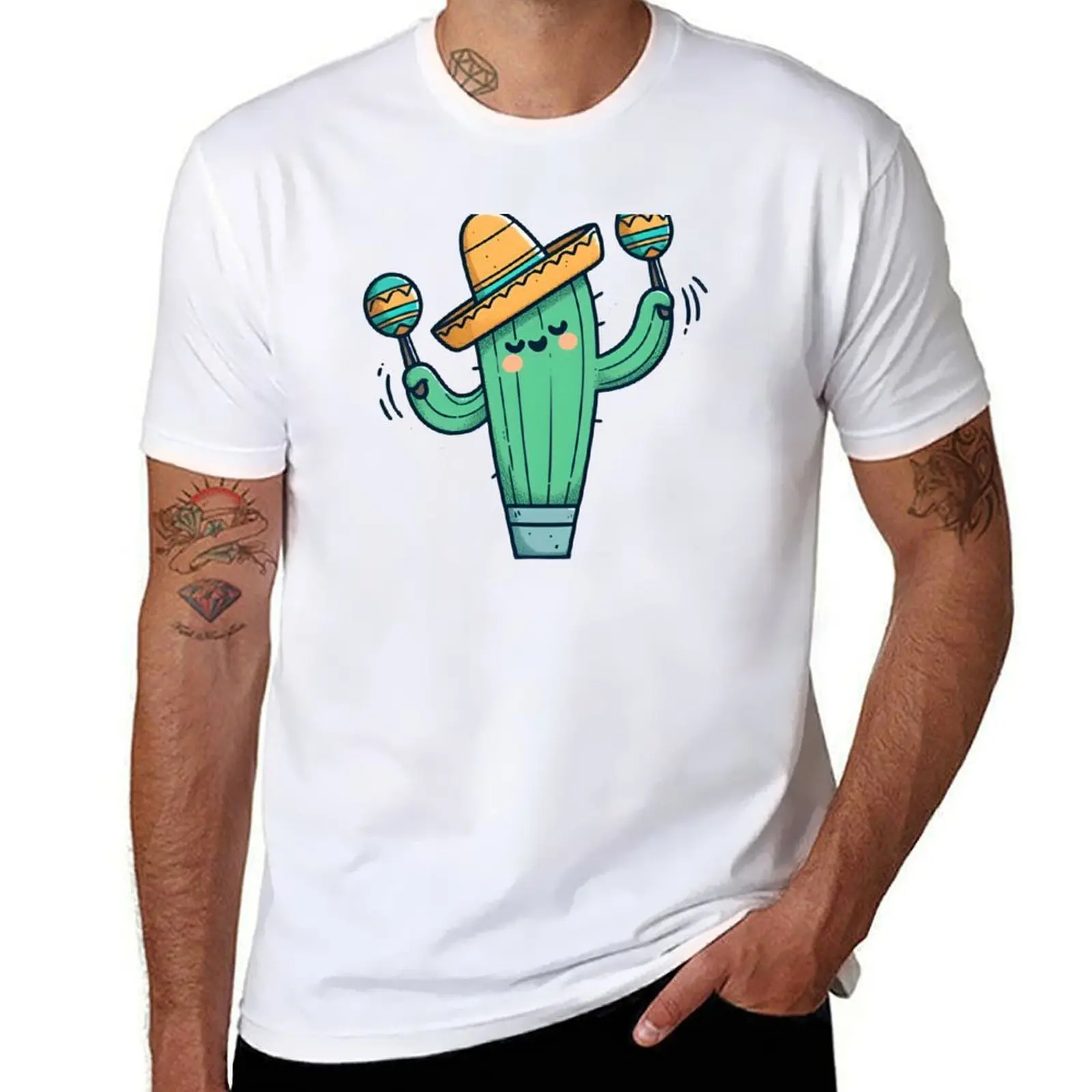 

Cactus maracas Mexican Cinco De Mayo Fiesta 2024 T-Shirt cotton t shirts man 100% man t shirts for men casual T-Shirt