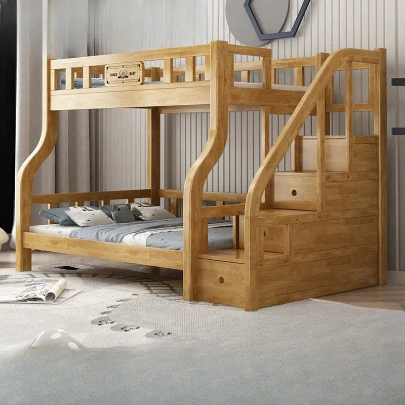 Upper and lower double-layer mother and child beds Original beech oak solid wood adult high and low children's beds