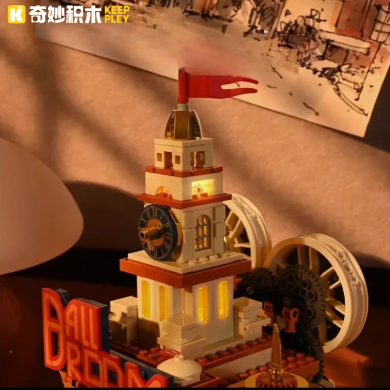 Keeppley blocos de construção, teatro de música, shanghai, vista de rua, pequenas partículas, montagem infantil, modelo de brinquedo, ornamento, presente de festival