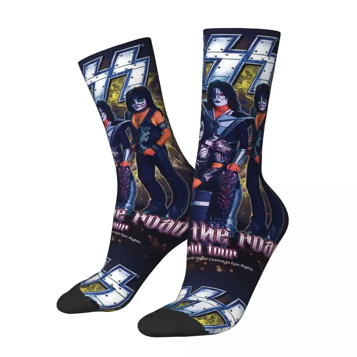 Kiss Rock Band Retor Socks Harajuku Sweat Absorbing Stockings All Season Long Socks Accessories for Unisex Christmas Gifts