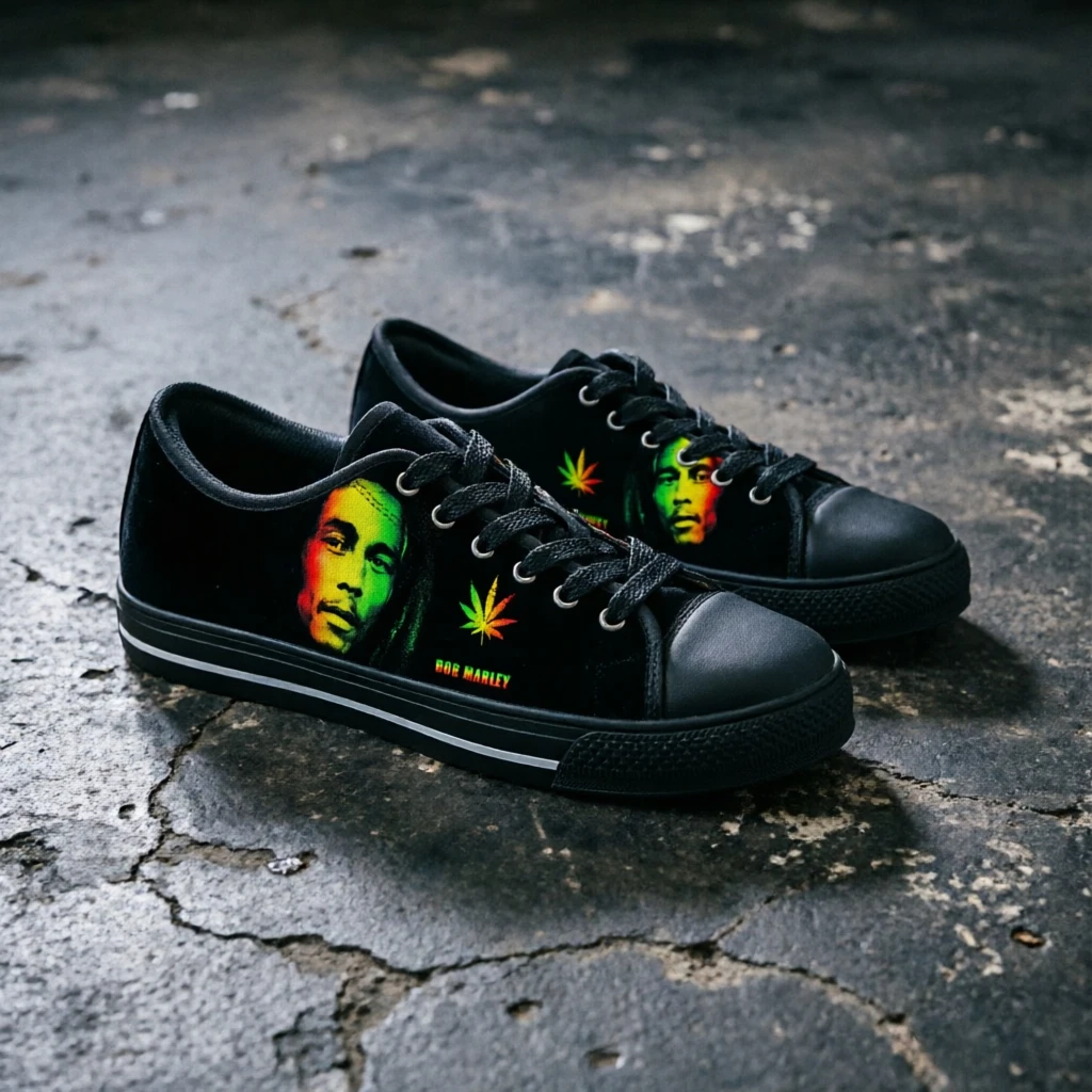 

Кеды Bob Marley из канваса для мужчин и женщин, повседневные кроссовки на шнуровке с принтом «Легенда регги», низкие прогулочные кеды унисекс, подарок