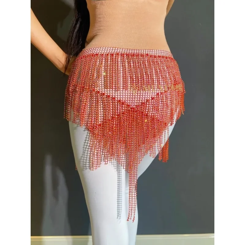 Customized Belly Dance Belt Belly Dancewear Waist Chain Mesh Diamond Hip Scarf bellydancer costume sexy