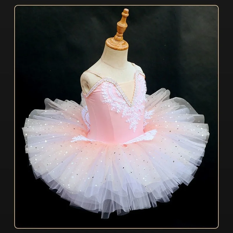 Ruoru Pink Blue Color Ballet Tutu Skirt Ballet Dress Children\'s Swan Lake Costume Kids Belly Dance Clothing Stage Professional