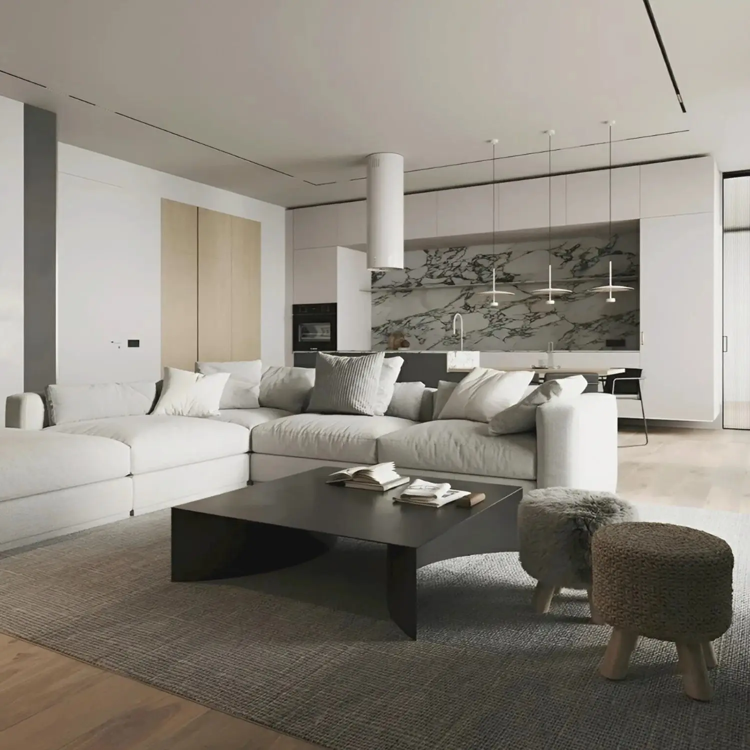 طاولة قهوة إيطالية بسيطة بتصميم مستطيل أسود، مجموعة أريكة غرفة المعيشة، شقة إبداعية بسيطة الحجم