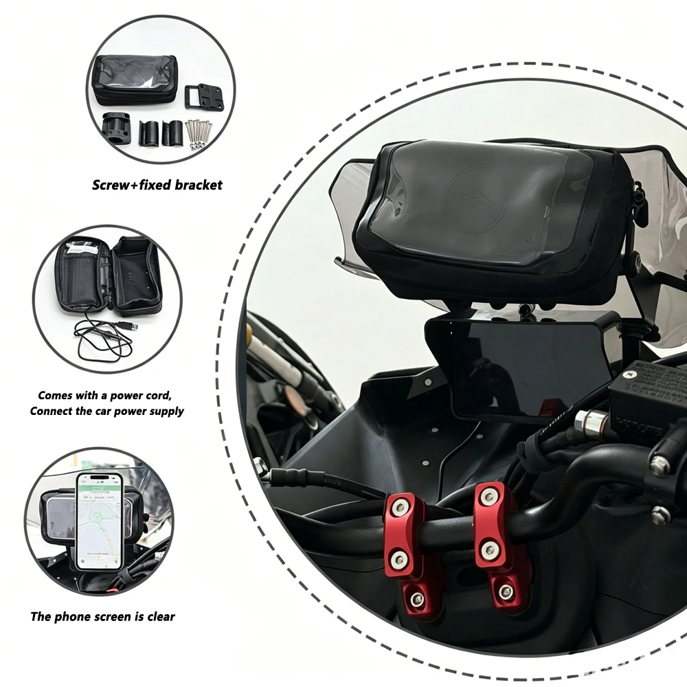 For CRF1100L crf1100l africa twin 2024 Motorcycle Handlebar Bag Wireless Charging GPS Navigation Phone Mount Bag view 2