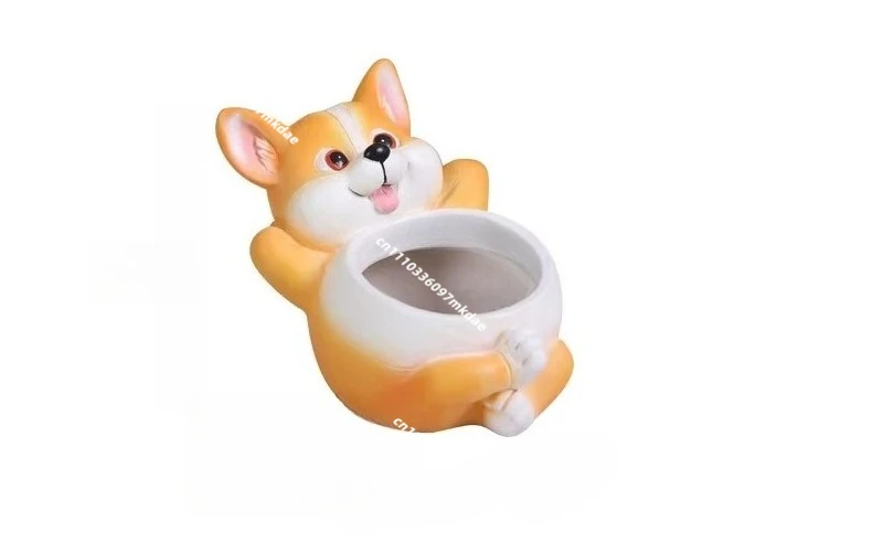 Creative mini puppy cat succulent plant exquisite small flower pot, cute desktop ornament resin home decoration