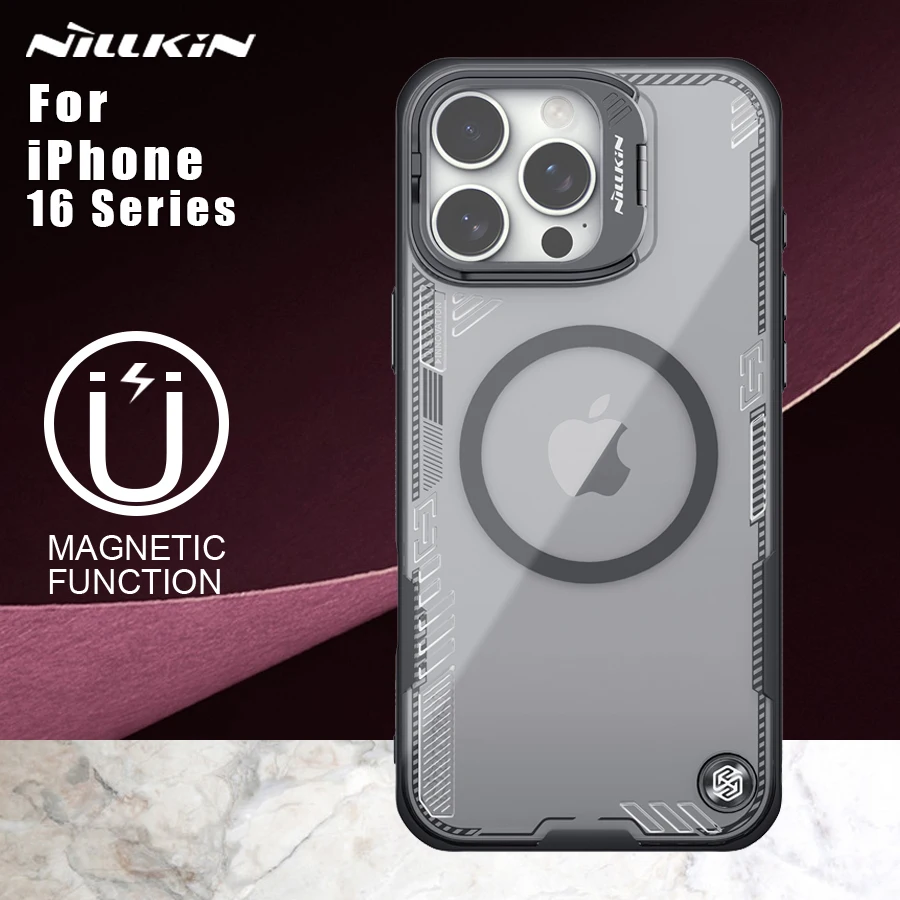 For iPhone 16 Pro max 16 Plus Magnetic case Nillkin iceblade Prop Camera-visible Protection with Stand Back cover for iPhone 16