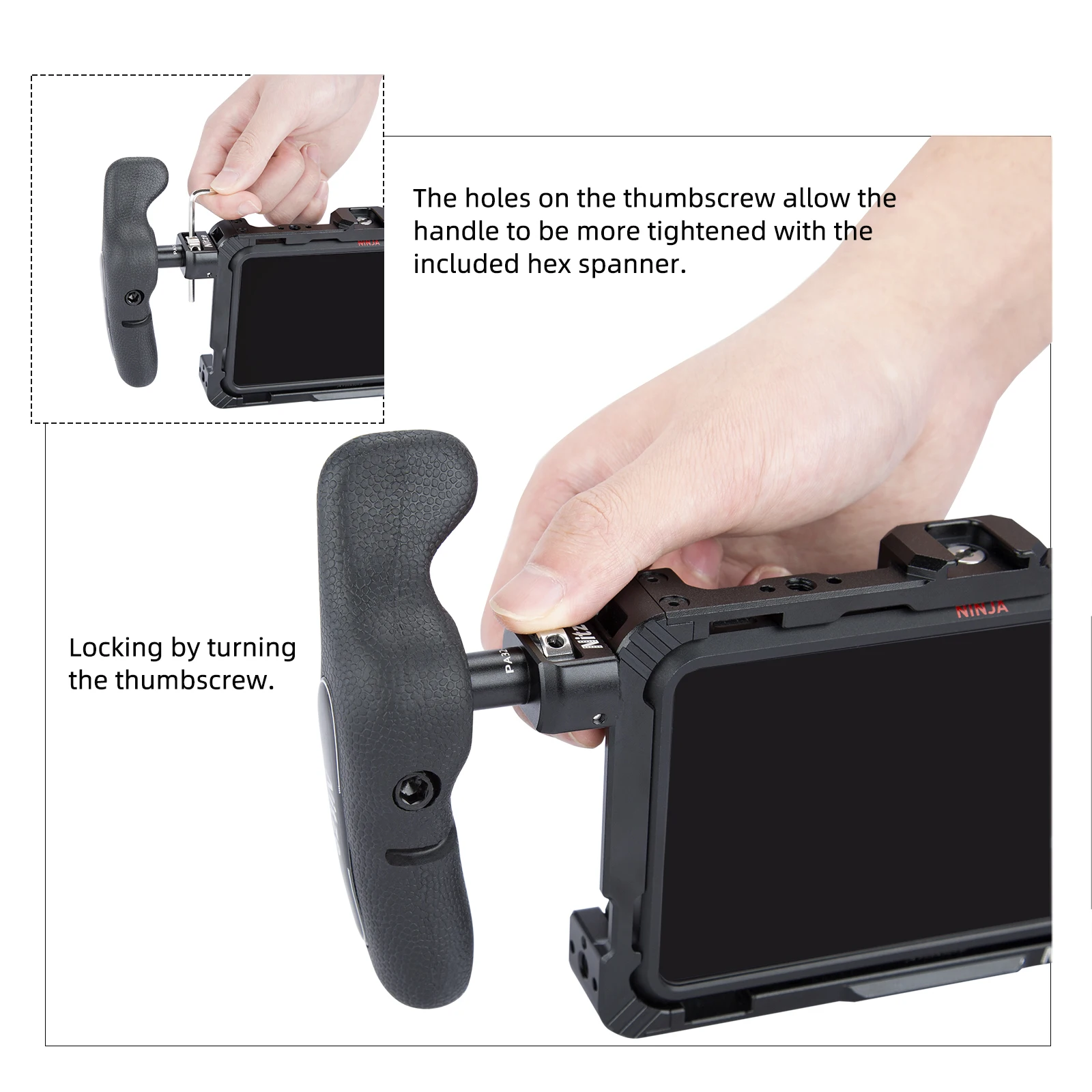 Imagem -06 - Nitze Side Handle Grip com Parafuso Destacável Localizar Pinos para Câmera e Monitor Gaiola Pa32d