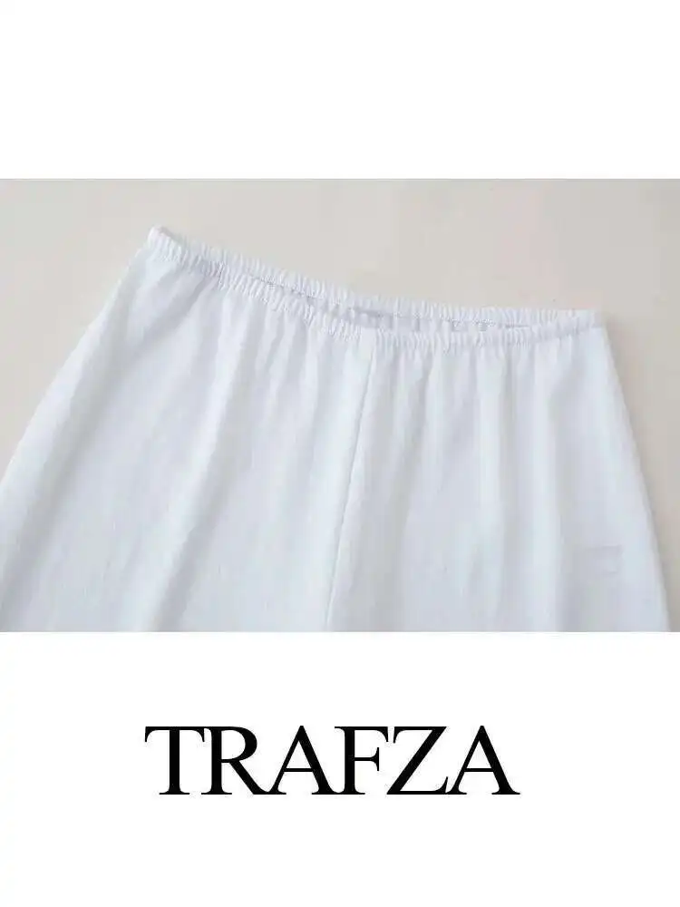 Neues Damen-Top mit sexy V-Ausschnitt, Schleife, Seidensatin, strukturiert, kurzes Oberteil + elastische Taillentasche, verzierte Sommer-Straßenhose