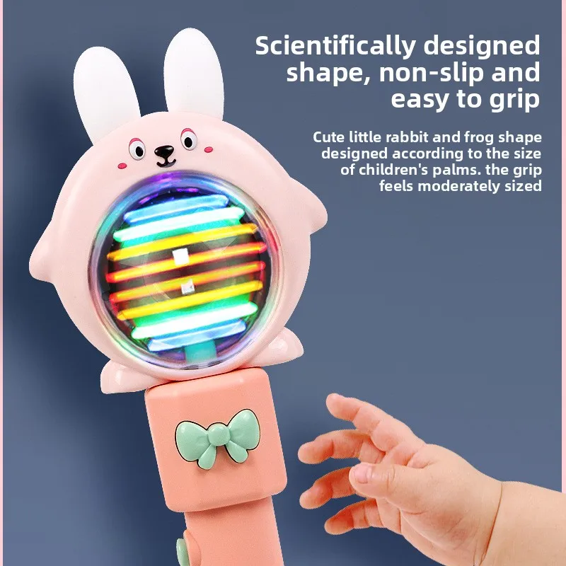 Nieuwe mode rubberen kindermuziekstaf met roterende lichten Bunny/kikker toverstaf speelgoed LED toverstaf elektrisch speelgoed