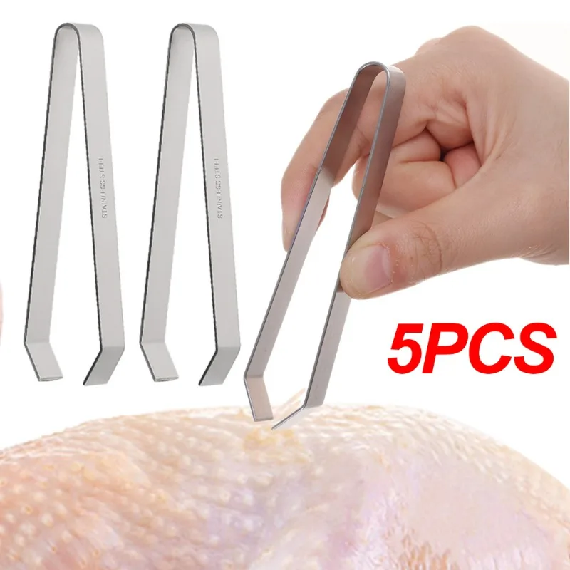 1/5PCS Stainless Steel Fish Bone Tweezers Chicken Feather Pig Hair Puller Remover Tong Seafood Salmon Bone Clip Kitchen Gadgets