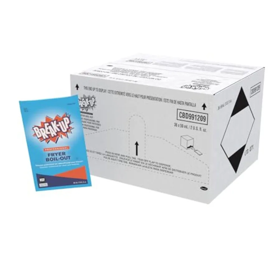 

Professional Fryer Boil-Out Degreaser for Deep Fryers Kettles Grates Citrus Scent Concentrate Liquid 2-Ounce Packets Pack of 36