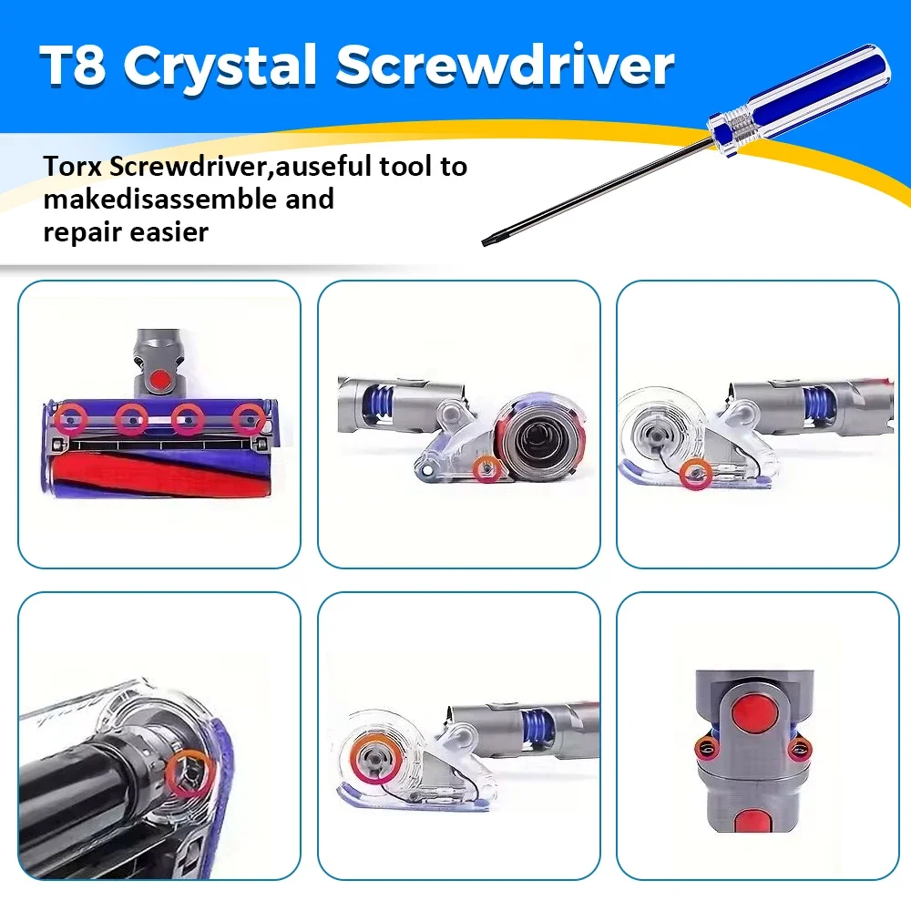 T8 Precision Screwdriver Security Magnetic Screwdriver Bits Hardware Repair Tool Compatible For Dyson V7 V8 V10 Vacuum Cleaner