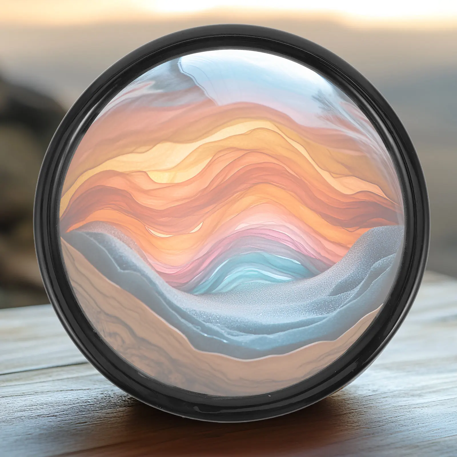 Creative 7 Inch Round Sand Art Frame Transparent Glass Plastic Ring DIY Sand Painting Circle Home Office Wall Decor