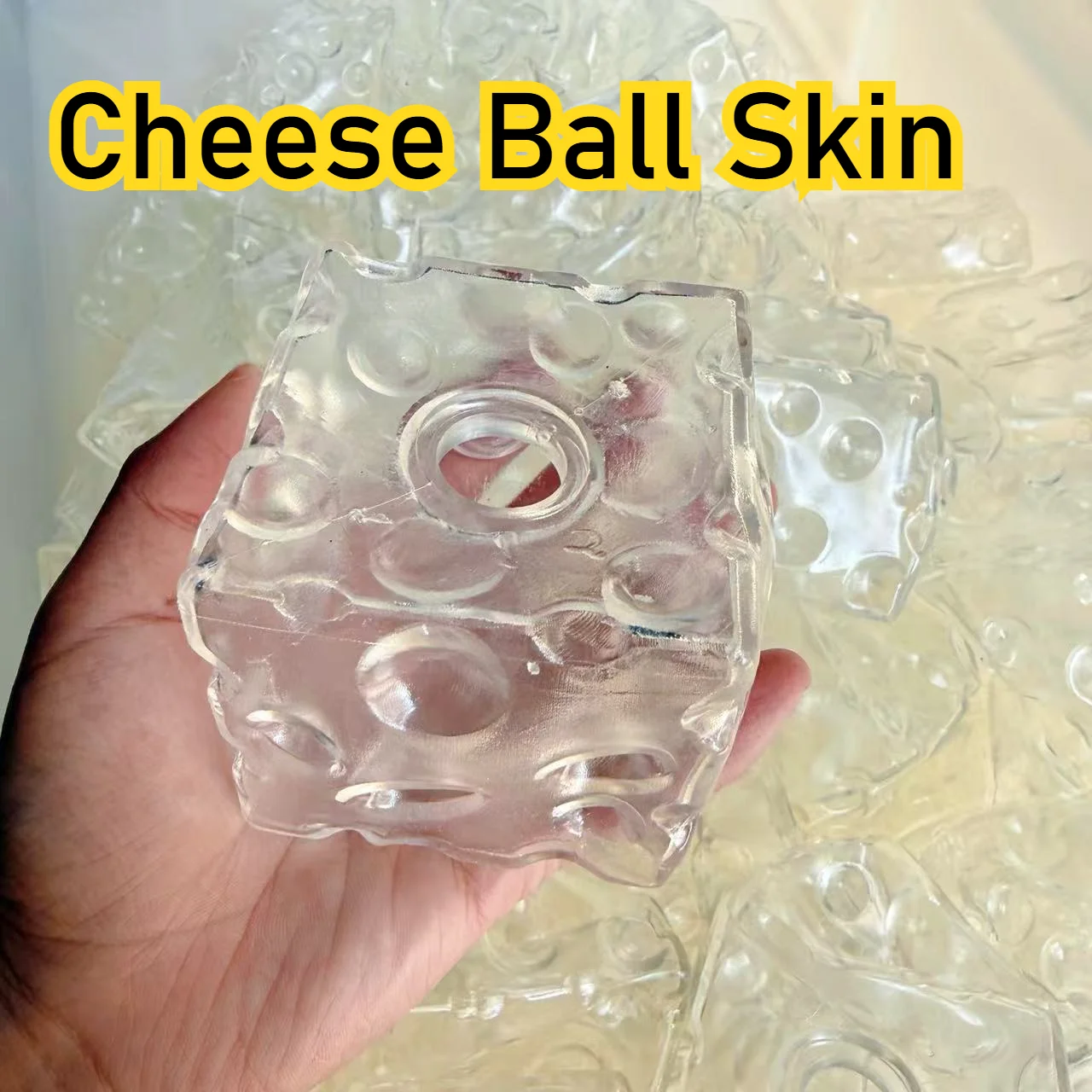 7cm Cheese DIY Empty Ball Skin Soft TPR Transparent DIY Handmade Squeeze Toy Shell Replacement, Can Fill The Ball Skin