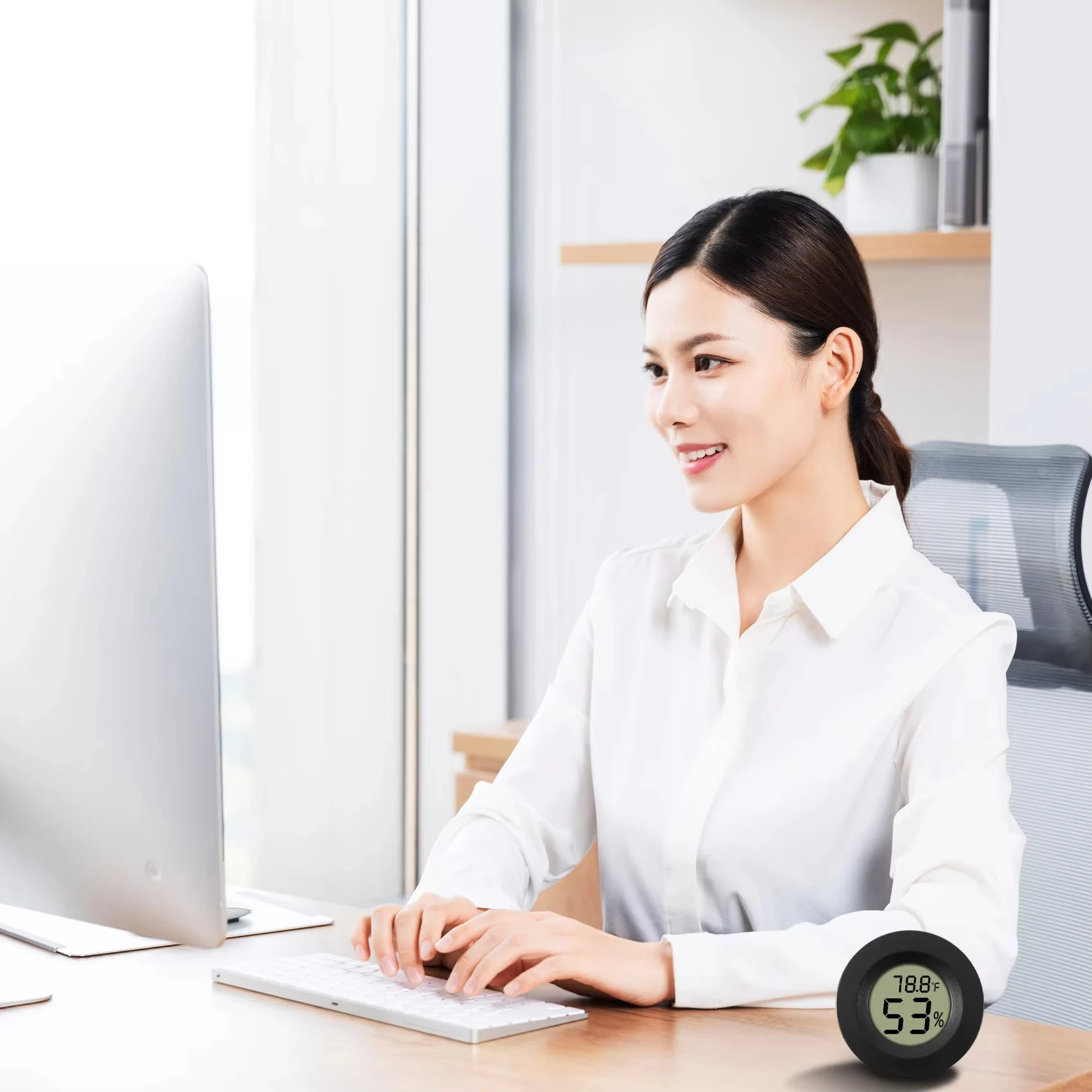 1/2 قطعة مقياس الرطوبة الصغير فهرنهايت أو مئوية متر شاشات كريستال بلورية الرقمية غرفة داخلية مقياس درجة الحرارة الرطوبة المستديرة #3