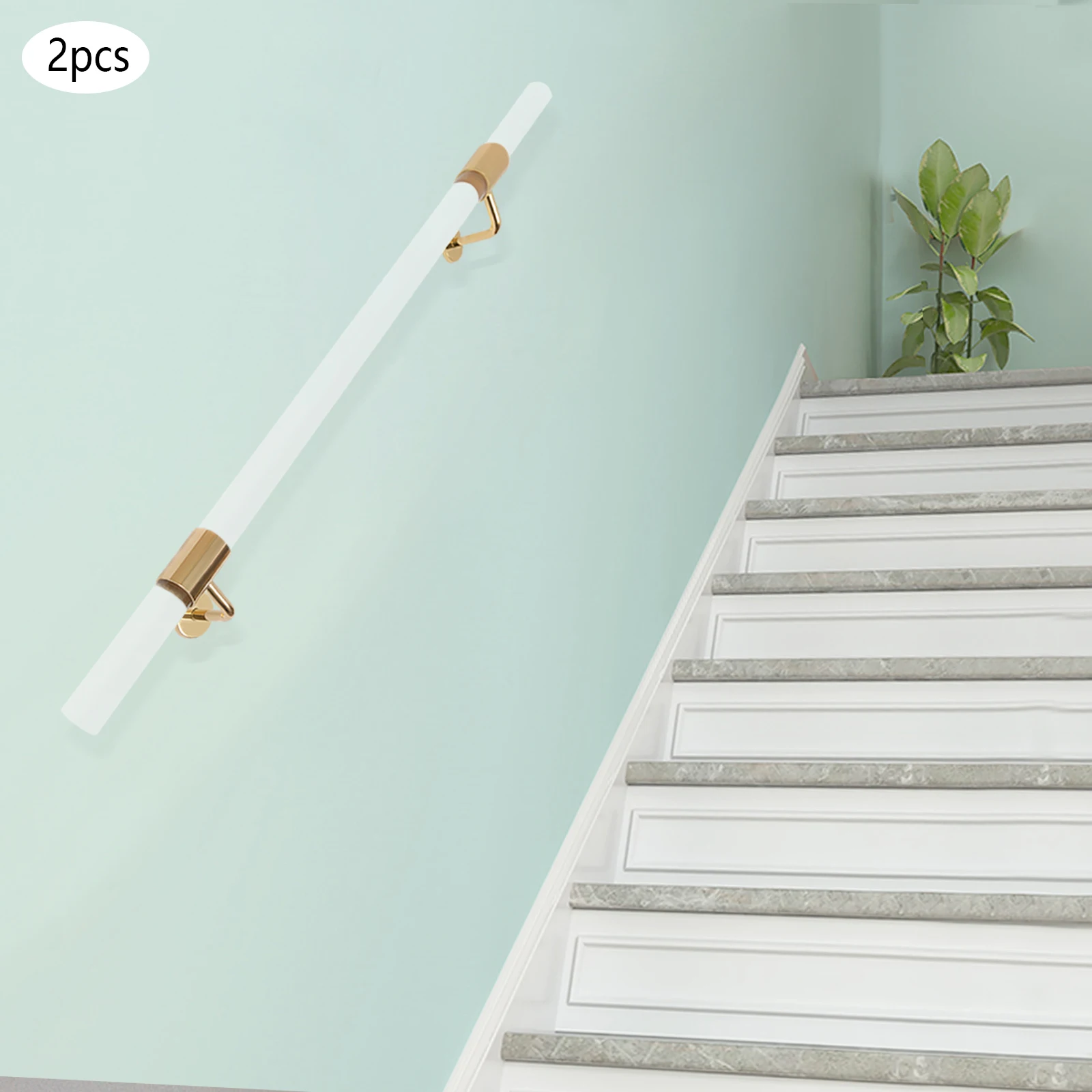 

2 Pack Modern Stair Handrail Kit, 100cm Clear Acrylic Railing, Transparent Guardrail - Wall Mounted Indoor Staircase Safety Rail