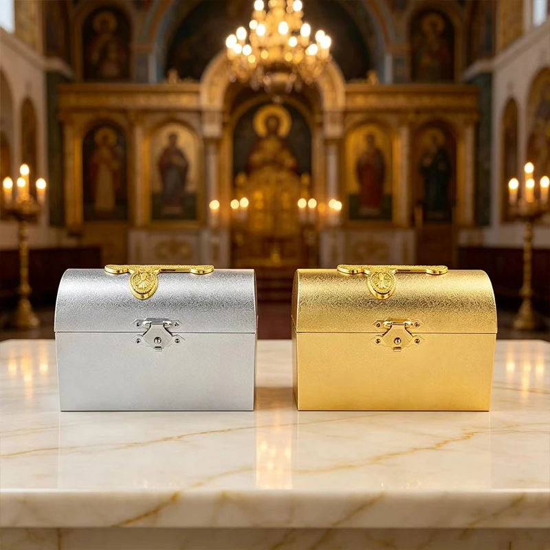 Gold Silver Treasure Chest Box Orthodox Catholic Altar Reliquary Church Liturgical Storage Relic Byzantine Christian Gift view 3