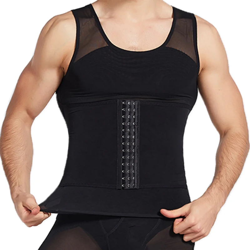 Mens Body Shaper Gilet di compressione Addome Shapewear Pancia Guaina dimagrante Ginecomastia Shapers Corsetto Vita Trainer Fajas Top