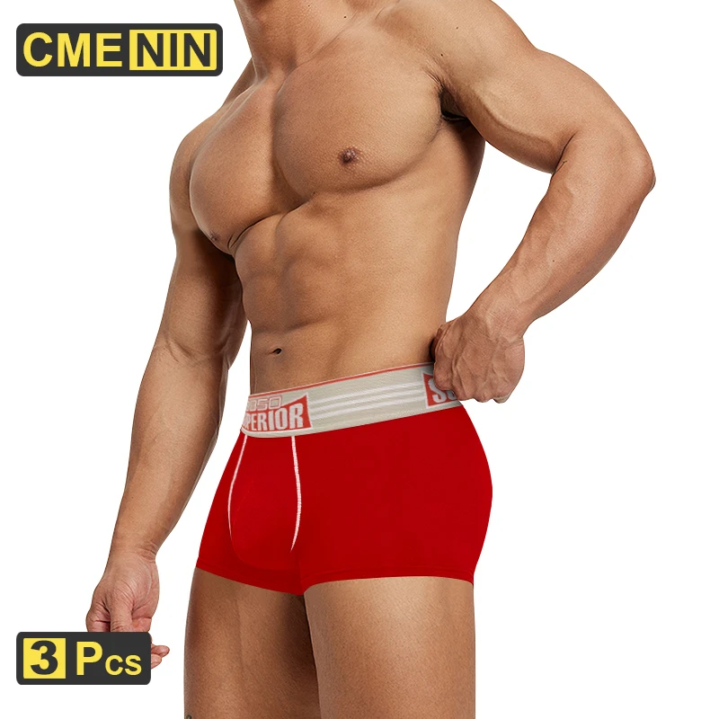 

CMENIN 3pcs Sexy Mens Underwear Boxers Breathable Cotton Bikini Sissy Panties Gays Boxer Male Gay Pouch Cuecas Man Boxershorts