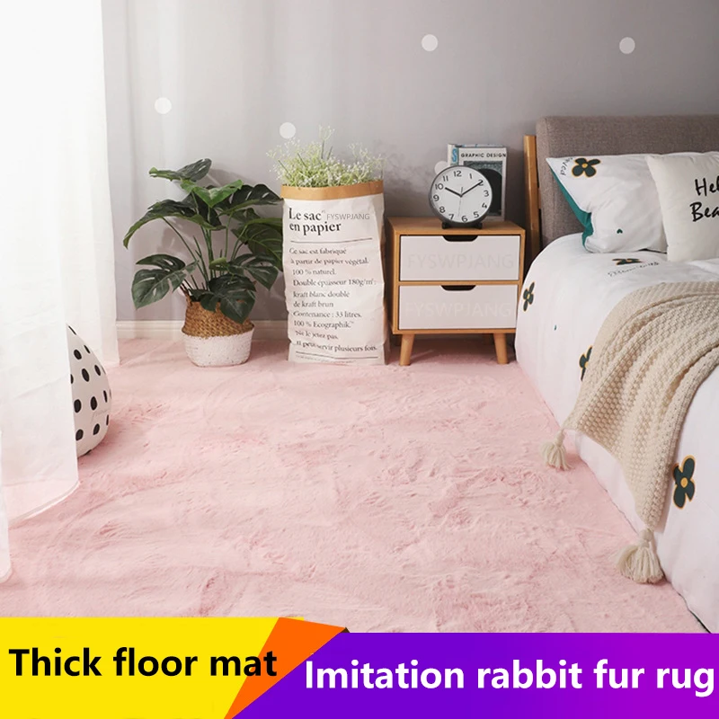 Faux Rabbit Fur Carpet Super Soft Silky Touch Area Rugs For Bedroom Rectangle Carpets For Livingroom Floormat Bedside Rug