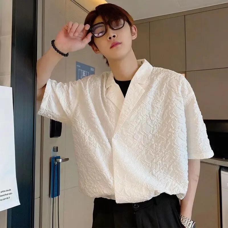 

Летняя мужская футболка большого размера (до 250 фунтов) с вышитым узором, свободного кроя, в повседневном стиле, модная, молодежная