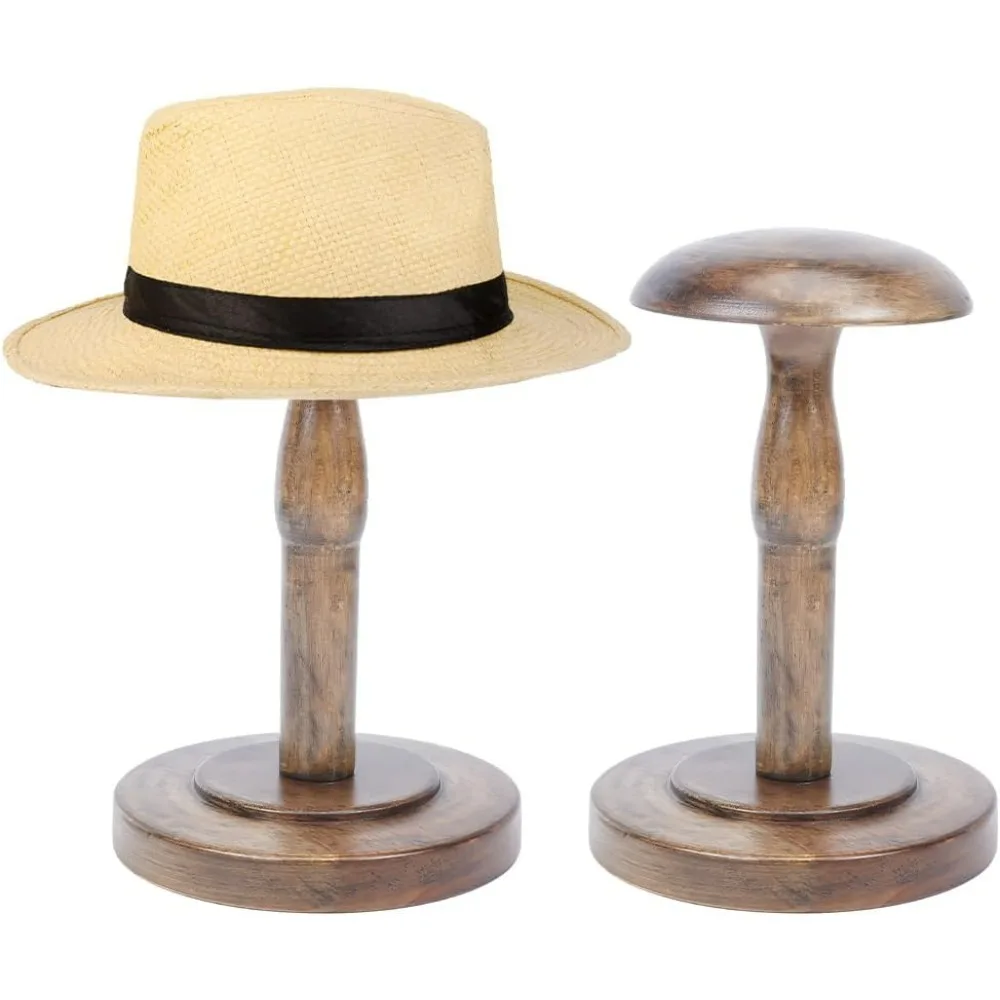 1 Pcs Table Hat Stand Wooden Hat Stand Holder Vintage Brown Hat Rack Wig Display Rack Helmet Organizer Storage for Home