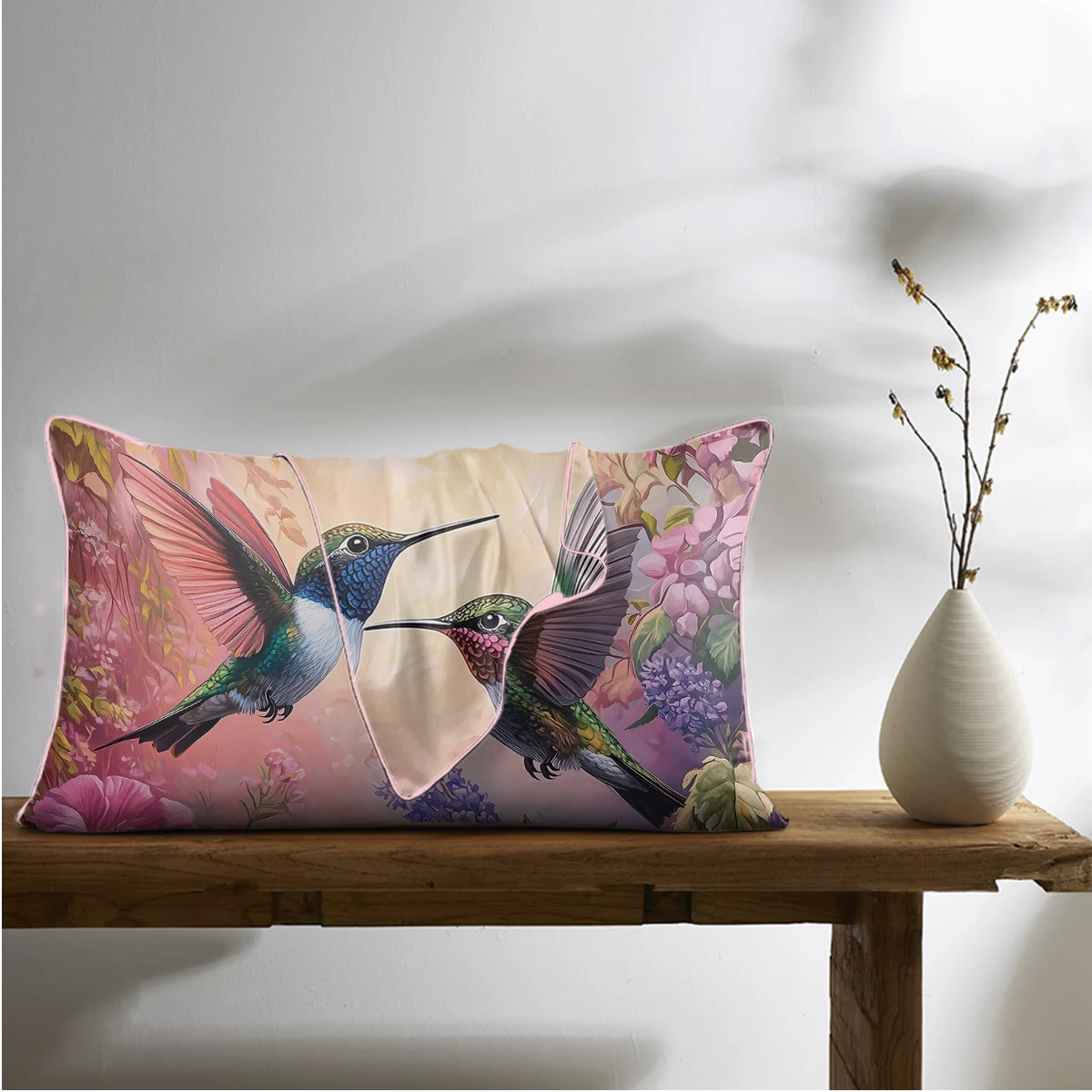 

2 pieces of hummingbird pillowcase, comfortable and soft room decor pillowcase, suitable for bed and sofa (romantic, couple)