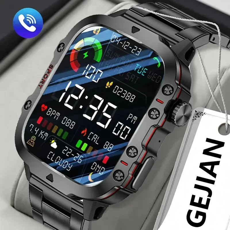 Nuova batteria grande da 420 mAh chiamata Bluetooth 5.2 con torcia luce viola monitoraggio della salute della frequenza cardiaca smartwatch da uomo 2024