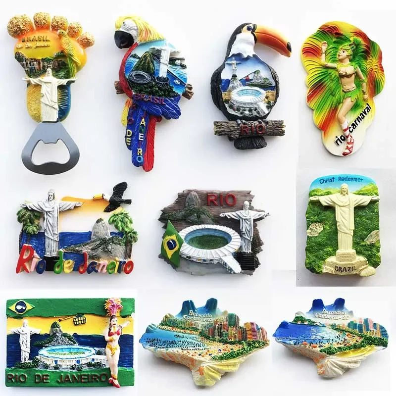 

Brazil fridge magnet Rio de Janeiro tourist souvenir bottle opener travel craft gift resin painted magnetic refrigerator sticker