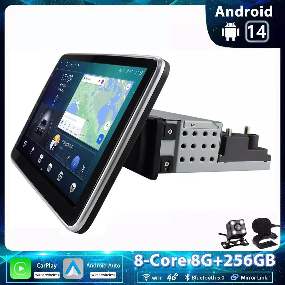 

1din Android14 10 inch Universal Car Stereo Radio Rotate Touch Screen Universal Carplay GPS Navigation Bluetooth WIFI autoradio