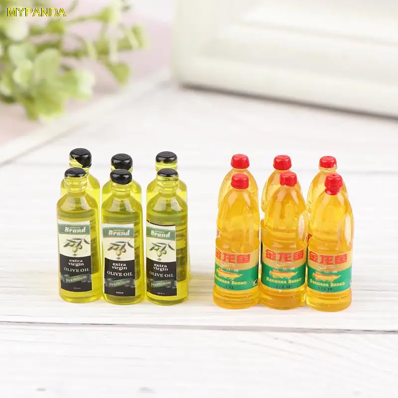 6Pcs/set 1:12 Accessories Mini Kitchen Olive Oil Set Kitchen Accessories for Dolls Dollhouse Decoration Food Model Toy Kids Toy