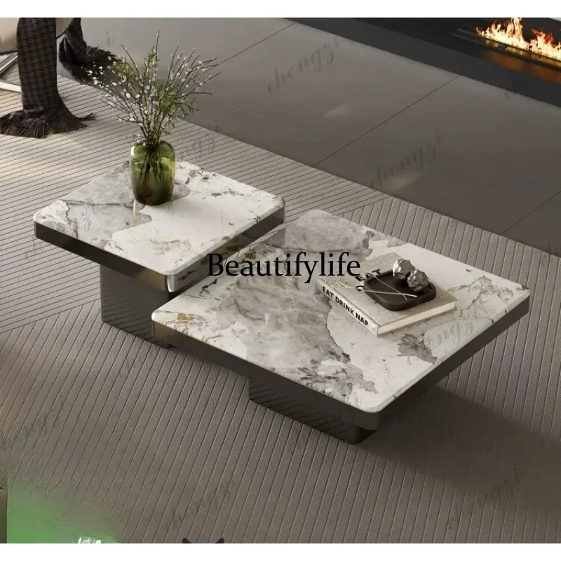 B178 Italian minimalist microcrystalline stone coffee table living room designer high-end marble coffee table