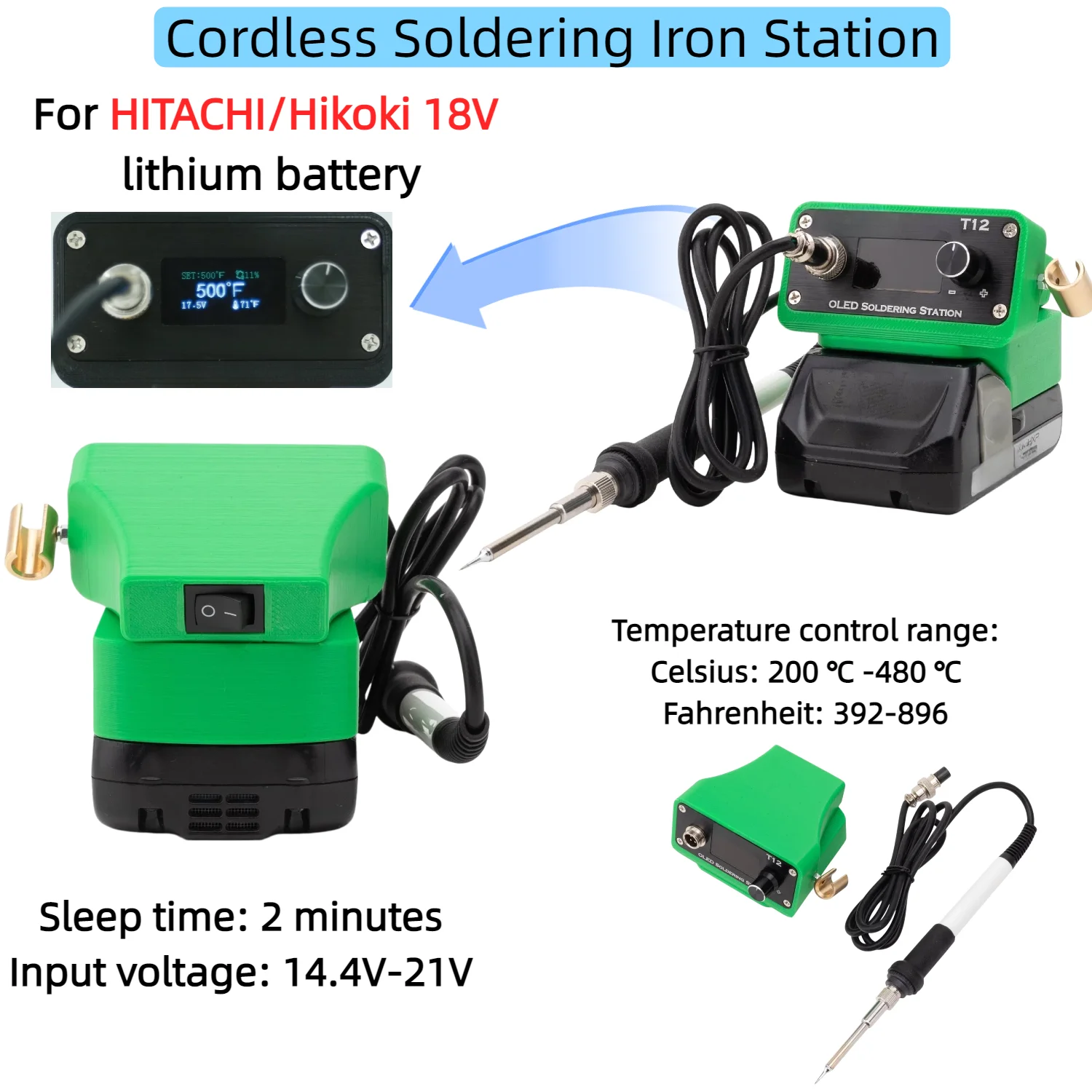 

Cordless Soldering Iron Station for HITACHI/Hikoki 18V Battery T12 Digital Display Soldering Iron Electronic Repair Welding Tool