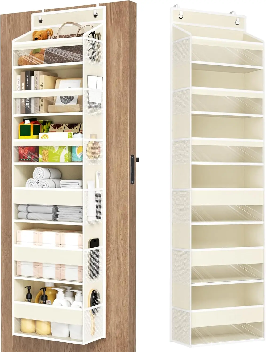 

Over The Door Organizer, 6 Shelf Door Hanging Organizers with 6 Large Capacity Pockets, Behind Door Storage Hanging Shelves f