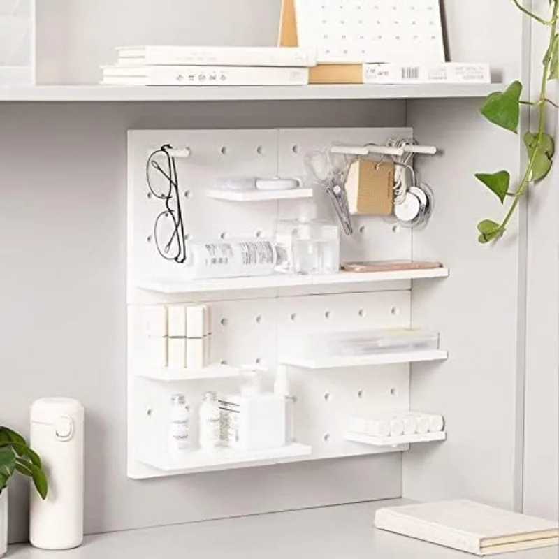 Storage Rack-ins Style Wall Without Holes It Is Suitable for The Bedroom Wall of Dormitory DIY(Grey, White, Pink, Beige)