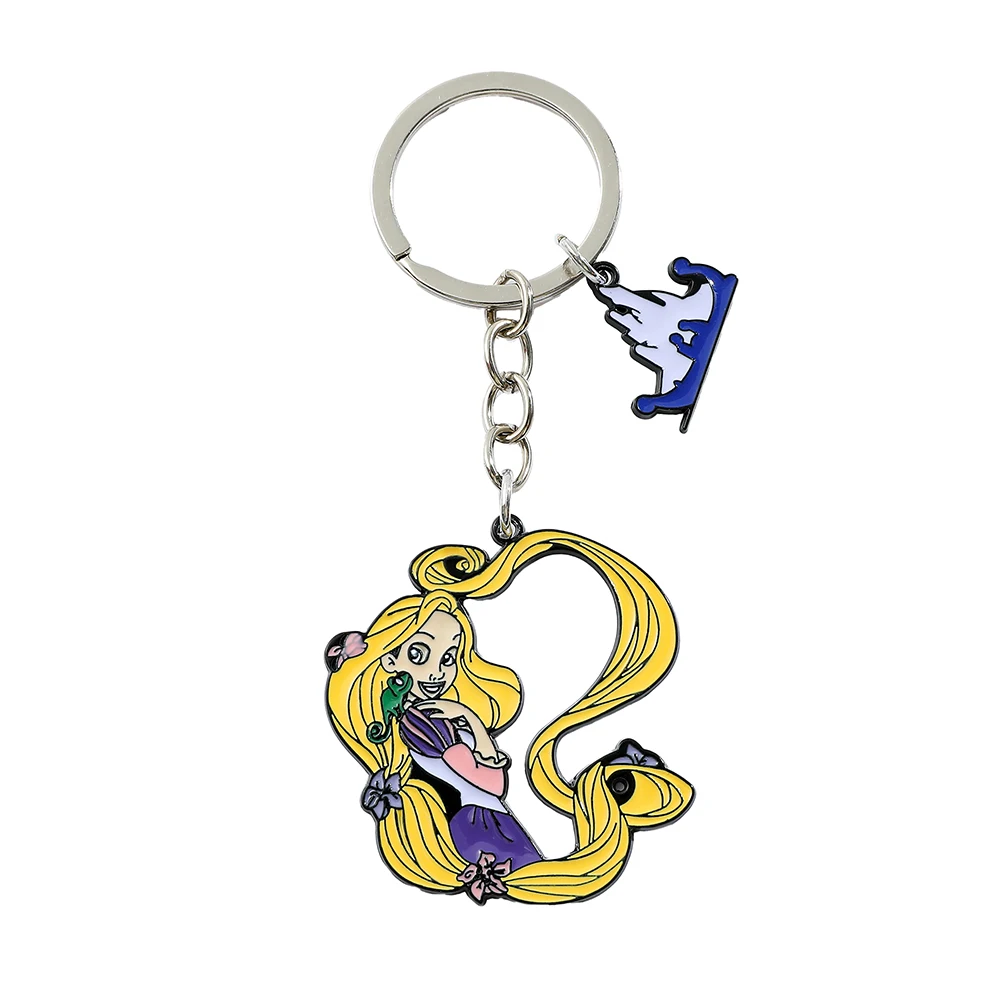 Disney-Rapunzel Tangled Princess Anime Cartoon Metal Keychain, Gifts for Women, Girl, Backpack Decoration, Toy, Gifts