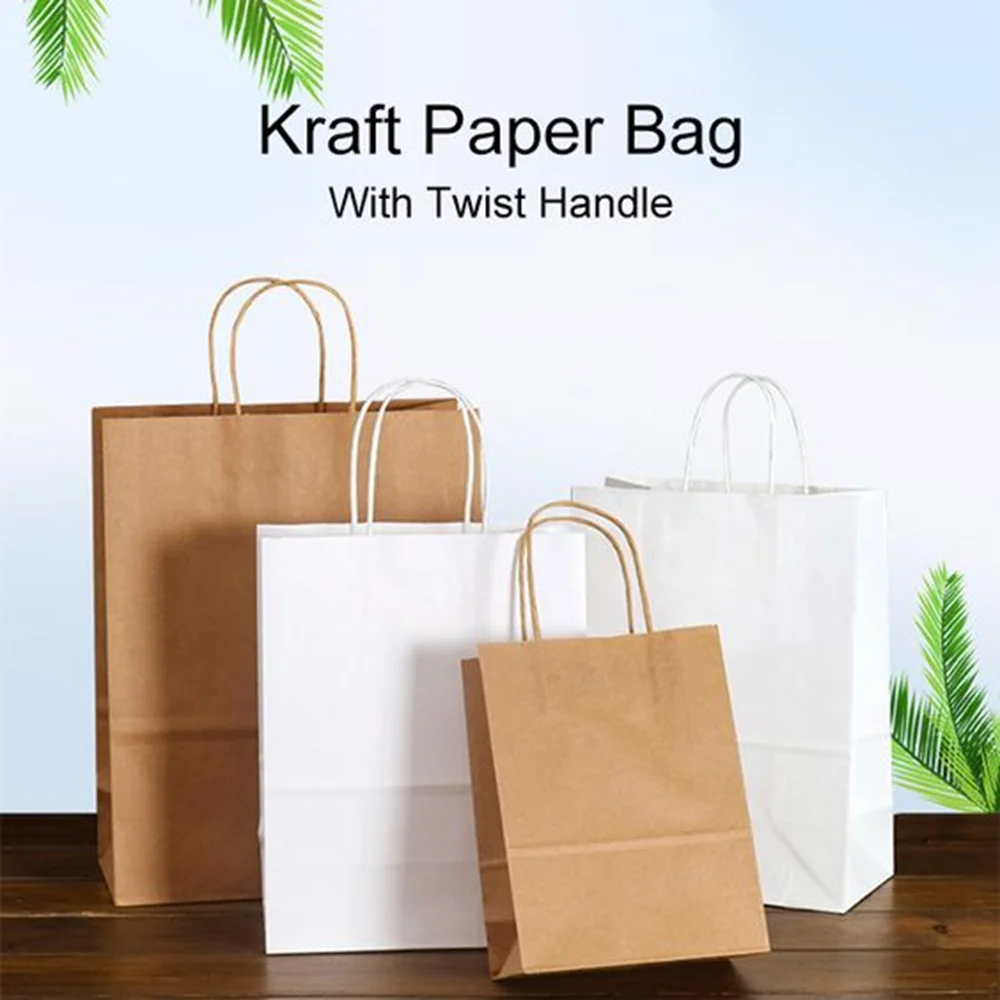 500pcs/Lot Wholesale Eco-Friendly Custom Logo Printed Kraft Paper Bags Chrismas Gifts Packaging for Boutique Clothes Foods