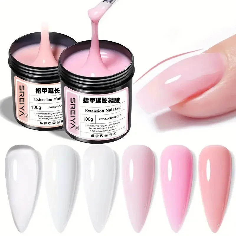 250g Jelly Gel Nail Extension Gel Milky White Nude Pink Fast Building UV Nail Hard Gels Self Leveling Construction Gel