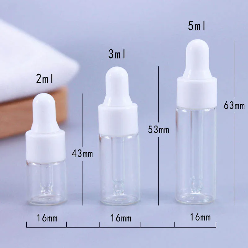 50pcs/lot clear Glass Essential Oil Bottles 5ml 10ml 15ml 20ml Dropper Bottle Jars Vials With Pipette For Cosmetic Perfume