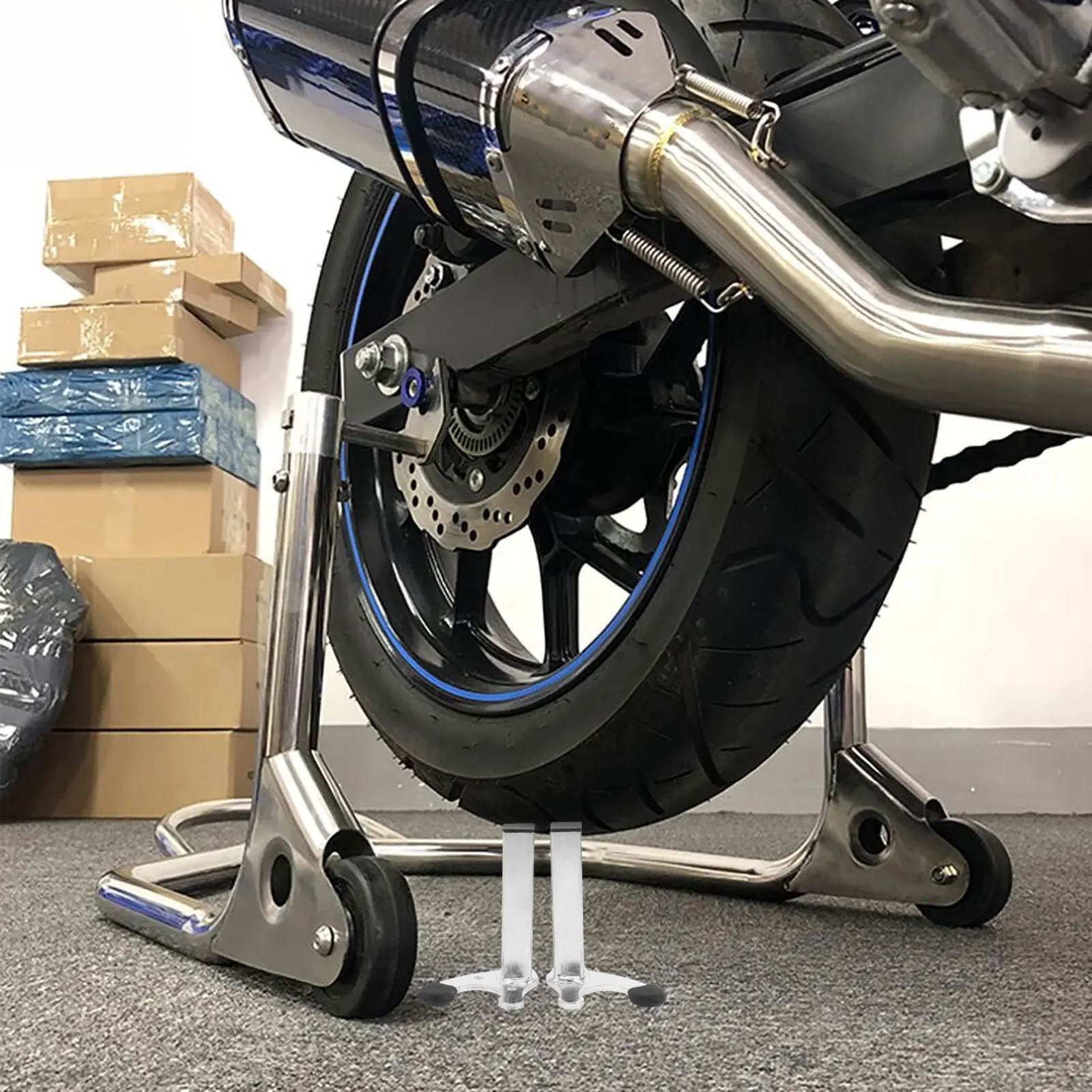 

1Pair U Shaped Heavy Duty Motorcycle Lift Stand Rear Wheel Support for Maintenance Parking Easy Install Load Bearing Wheel